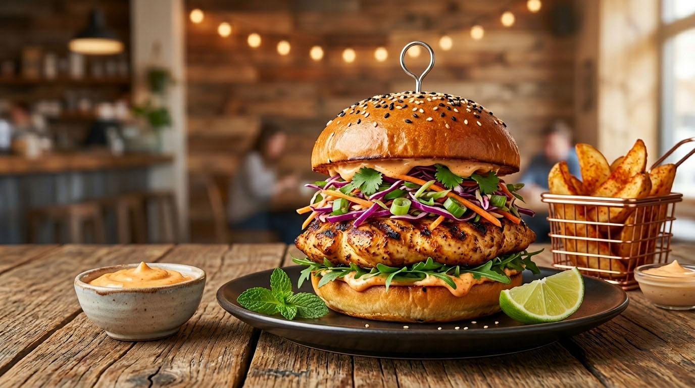 Moroccan Grilled Chicken Burger